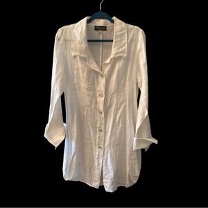 Options for Her White linen Sculptural Button-up Tunic Size Medium